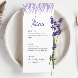 Elegant Calligraphy Watercolor Lavender Bröllop Meny