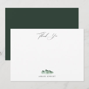 Elegant Calligraphy Watercolor Mountain Tack Anteckningskort