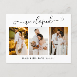 Elegant Calligraphy we Elope Photo Elopement Meddelande Vykort