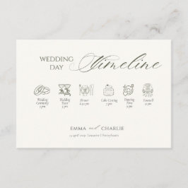 Elegant Calligraphy Wedding Day Timeline Tilläggskort