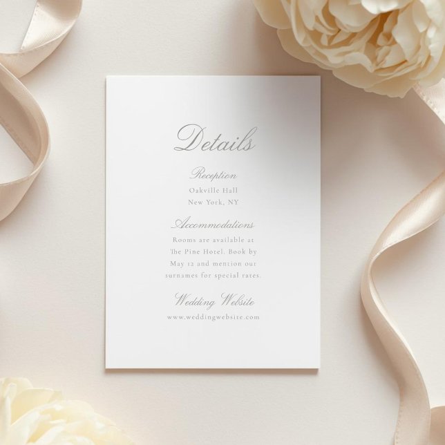 Elegant Calligraphy Wedding Details Card Tilläggskort (Skapare uppladdad)