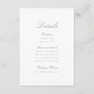 Elegant Calligraphy Wedding Details Card Tilläggskort