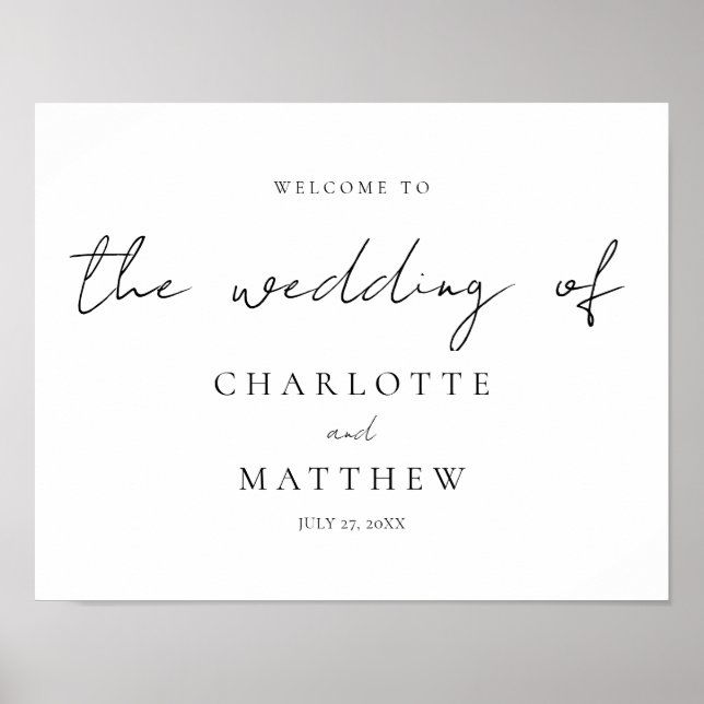 Elegant Calligraphy Welcome Bröllop Poster (Framsidan)