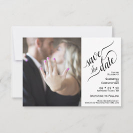 Elegant Calligraphy White 2 Pane Photo Bröllop Spara Datumet
