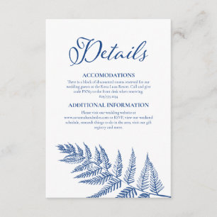 Elegant Calligraphy White & Marseille Blue Bröllop Tilläggskort