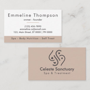 Elegant Calming Aesthetic Soft Beige Clean Modern Visitkort
