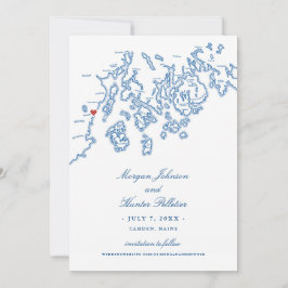 Elegant Camden Maine Karta Bröllop Spara Datumet