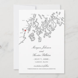 Elegant Camden Maine Karta Bröllop Spara Datumet