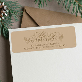 Elegant Camel Guld God jul Returadress Returadress Etikett