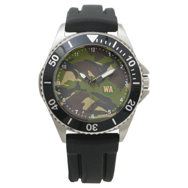 Elegant Camouflage Watch, hunter monogrammed, armé Armbandsur (Framsida)