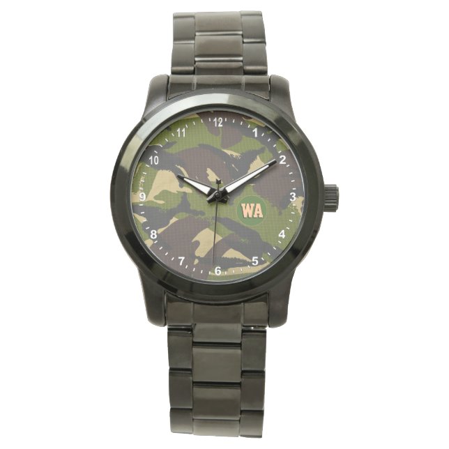 Elegant Camouflage Watch, hunter monogrammed, armé Armbandsur (Framsida)