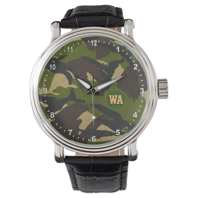 Elegant Camouflage Watch, hunter monogrammed, armé Armbandsur (Framsida)
