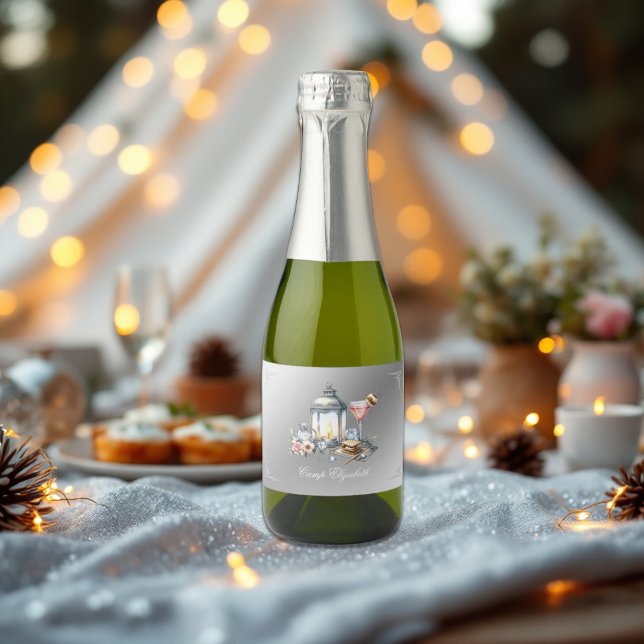 Elegant Camp Bride Bachelorette Helg (Elegant Camp Bride Bachelorette Weekend Sparkling Wine Label)