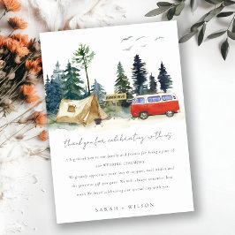 Elegant Camping Watercolor Gräs Forest Bröllop Tack Kort