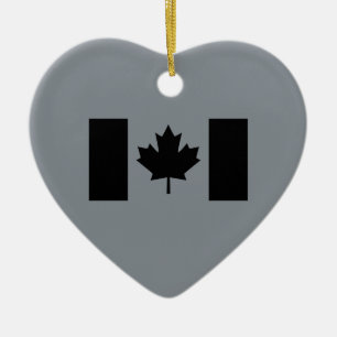 Elegant Canadian Flagga in Black Julgransprydnad Keramik
