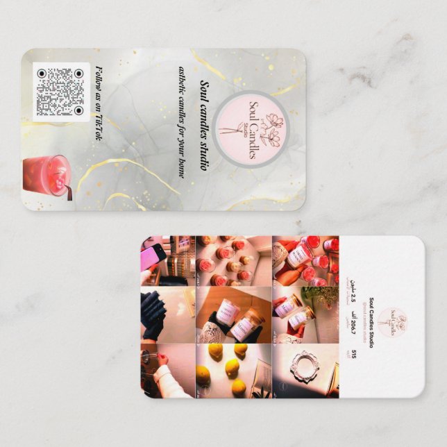 Elegant Candle Business Card | Soul Candles Studio (Fram/baksida)
