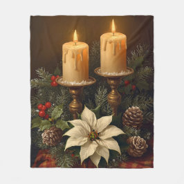 Elegant candle Christmas holly pine warm festive  Fleecefilt
