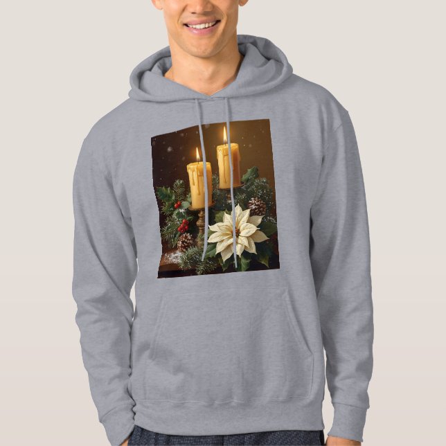Elegant candle christmas holly pine warm festive  hoodie (Framsida)