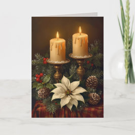 Elegant candle Christmas holly pine warm festive  Kort