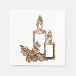 Elegant Candle Holly Faux Guld Diamonds jul Pappersservett