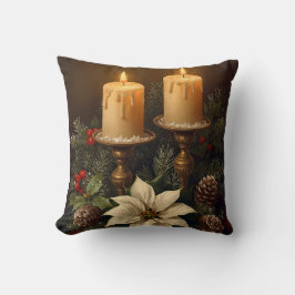 Elegant candle holly pine warm festive christmas kudde