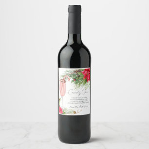 Elegant Candy cane Cocktail Recipe-Blommigt Vinflaska Etikett