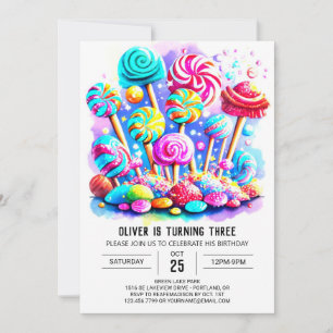 Elegant Candy Editable Birthday Inbjudningar
