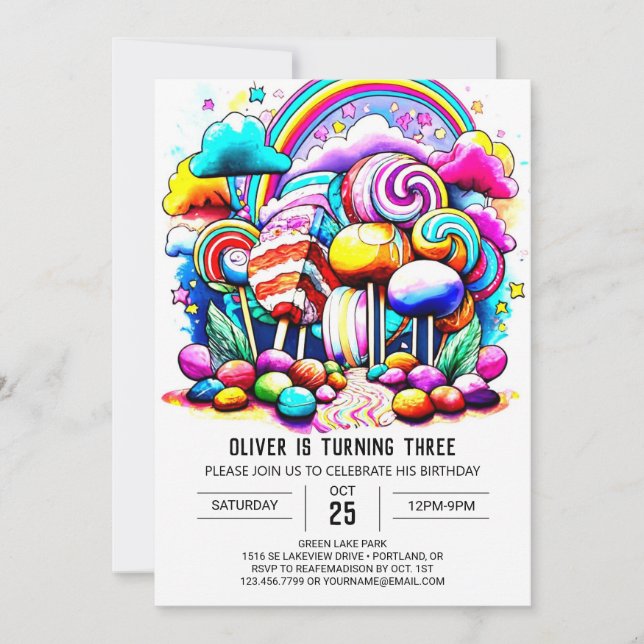 Elegant Candyland Online Birthday Inbjudningar (Framsida)