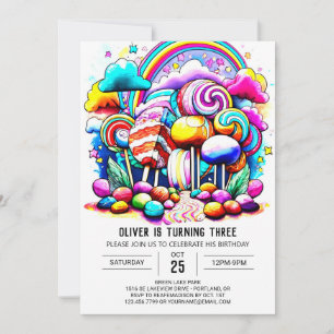 Elegant Candyland Online Birthday Inbjudningar