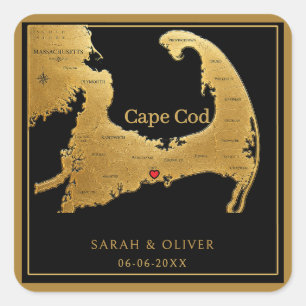 Elegant Cape Cod Kartong Bröllop  Fyrkantigt Klistermärke
