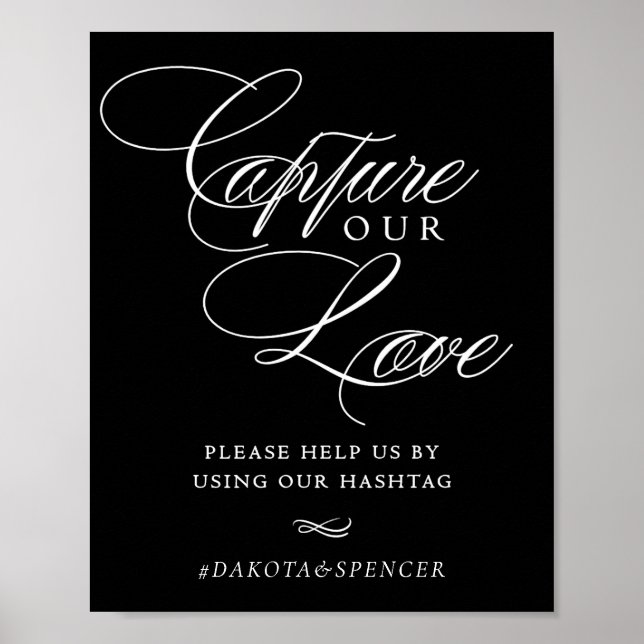 Elegant Capture our Kärlek White Calligraphy Hasht Poster (Framsidan)