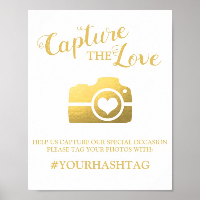 Elegant Capture the Kärlek | Bröllop Hashtag Poster (Framsidan)