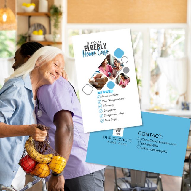 Elegant Caregiver-Grått och blå design Visitkort (Skapare uppladdad)