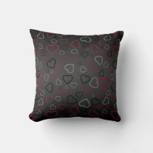 Elegant Carmin Red Grått Black Hearts mönster
