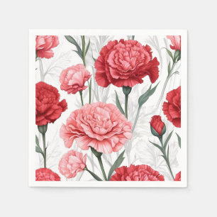 Elegant Carnation Flower Mönster Pappersservett