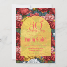 Elegant Carnation Themed Milestone Birthday Inbjudningar