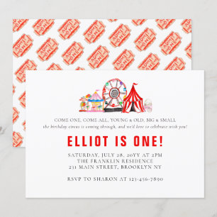 Elegant Carnival Circus Festival Party Birthday Inbjudningar