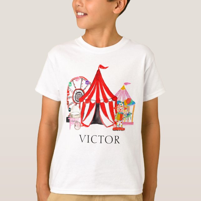 Elegant Carnival Circus Festival Show Barn Namn T Shirt (Framsida)