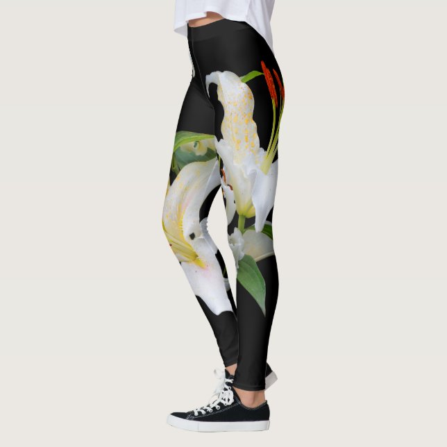 Elegant Casablanca White Oriental Lilies Leggings (Vänster)