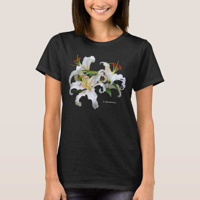 Elegant Casablanca White Oriental Lilies T-shirt (Framsida)