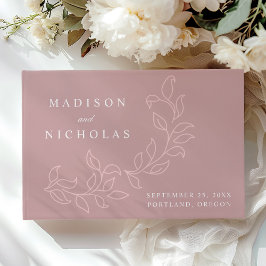 Elegant Cascading Dusty Rose Blad Foto Bröllop Gästböcker