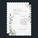 Elegant Cascading Greenery Bröllop Scalloped Inbjudningar<br><div class="desc">Inbjudan till elegant. Bröllopinbjudan. Vit. Kaskad Foliage. Båda uppsättningarna med föräldrar listade. Vågig.</div>
