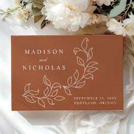 Elegant Cascading Terracotta Lövs Photo Bröllop Gästböcker