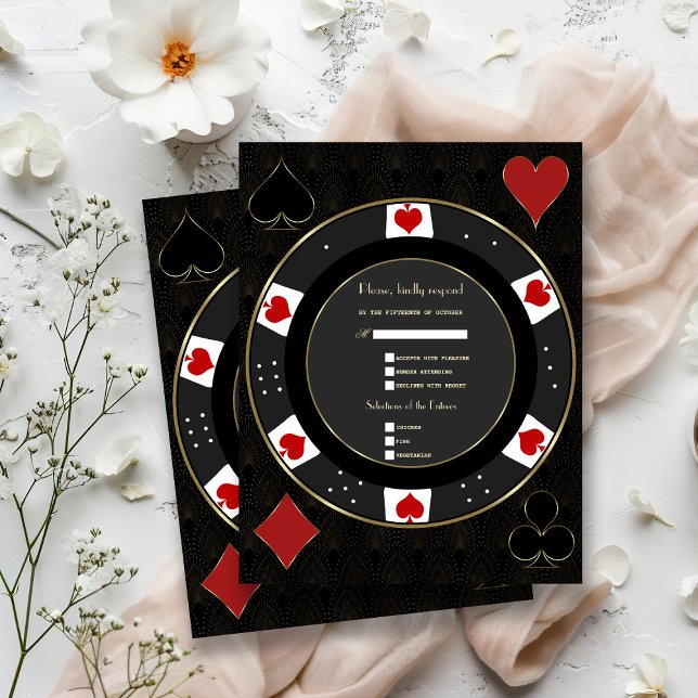 Elegant Casino Vegas Poker Chip Bröllop OSA Kort (Skapare uppladdad)