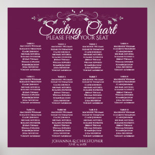 Elegant Cassis 12 Bord Bröllop-sittplatsplan Poster