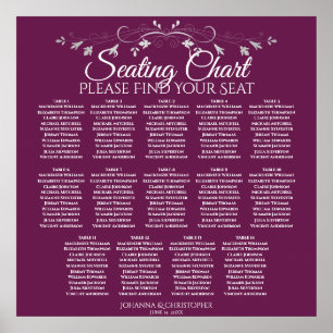 Elegant Cassis 14 Bord Bröllop-sittplatsplan Poster