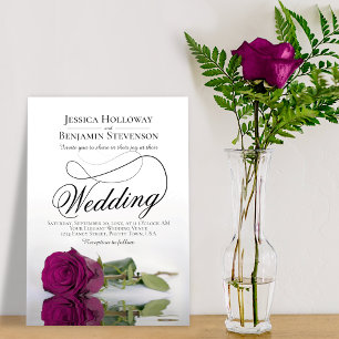 Elegant Cassis Magenta Ro Classy Script Bröllop Inbjudningar