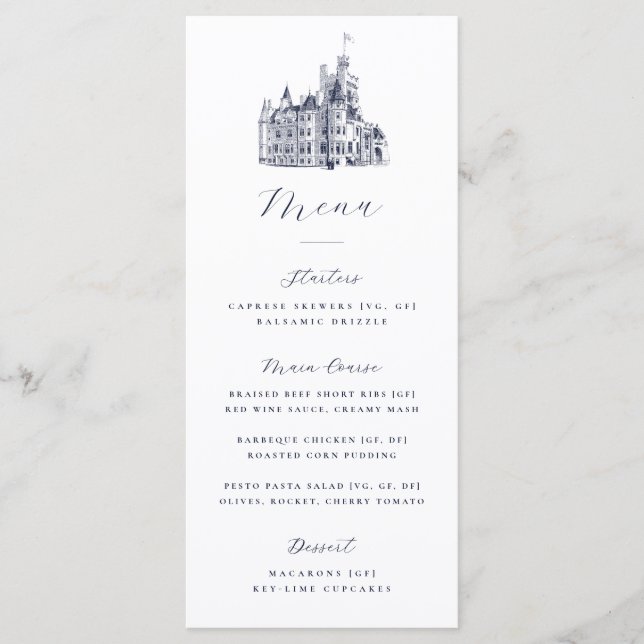 Elegant Castle Illustration Destination Wedding  Meny (Framsida)