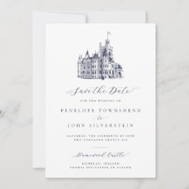 Elegant Castle Illustration Formal Bröllop Spara Datumet