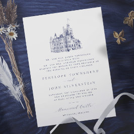 Elegant Castle Illustration Parents Host Bröllop Inbjudningar